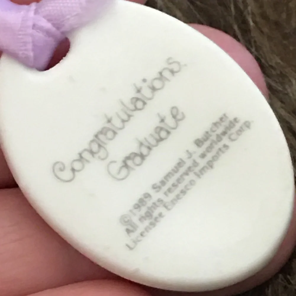 Vintage 1989 Precious Moments Graduate ribbon